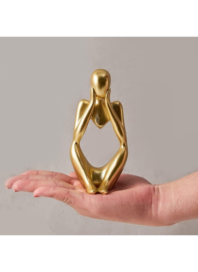 ماركة غير محددة - تمثال مفكر من FJS Gold Decor، منحوتة فنية تجريدية، مجموعة من 3 قطع، ذهبي - Image 1