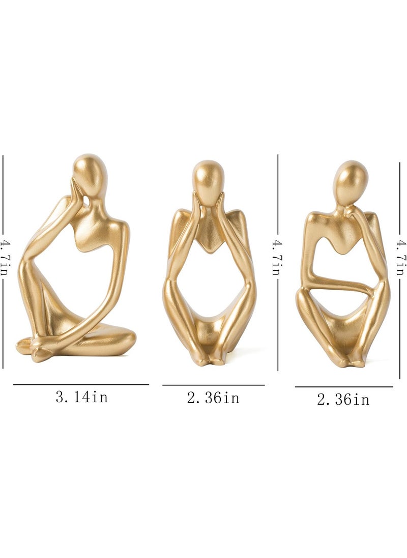 ماركة غير محددة تمثال مفكر من FJS Gold Decor، منحوتة فنية تجريدية، مجموعة من 3 قطع، ذهبي  - Image 1