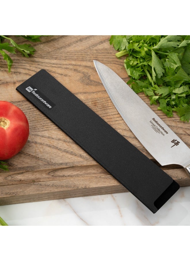 Restaurantware Sensei 10.5 x 2 Inch Knife Sleeve, 1 Knife Protector - Fits Chef Knife, Felt Lining, Black Plastic Knife Blade Guard, Durable, Cut-Proof  - Image 3