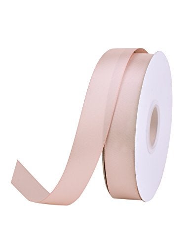 Ribest 1 inch Vanilla Double Face Satin Ribbon 50 Yards Per Roll for Gift Wrapping Flowers Bouquet Baby Hair Accessories Wedding Birthday