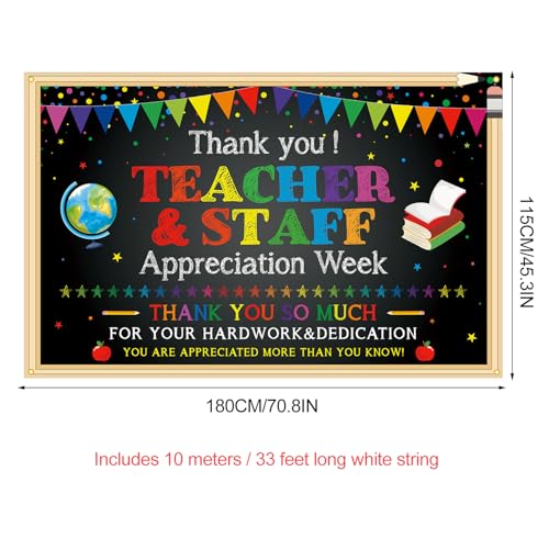 PTFNY Thank You Teachers Teacher Appreciation Week Backdrop Banner Decorations Teachers Staffs Appreciation Week Decorations Thank You Teachers Banner Photo Booth Props Background Decorations - Image 2