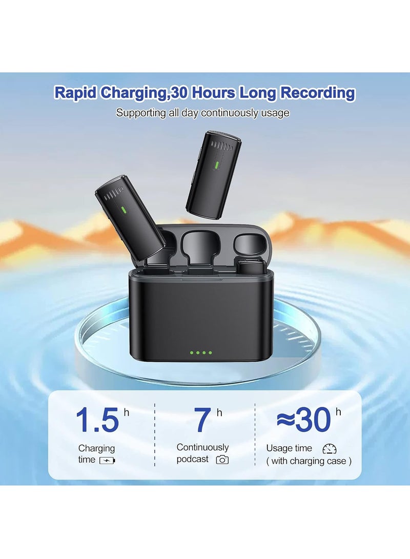 2 Pack Wireless Lavalier Microphone for iPhone iPad with Charging Case,Plug-Play 7h Battery,Noise Cancellation,Mini Clip-on Microphone Wireless for Interview/YouTube/Vlog/Live Streaming/Tiktok  - Image 4