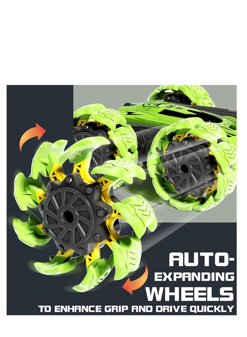 Rightsure Remote Control Car Stunt Car Toy Gesture Sensing Remote Control Stunt Car, 360 Degree Flip Double-Sided Rotating Roller, 2.4GHz Off-Road Remote Control Car Toy is a Gift for Kids (Green) - Image 3
