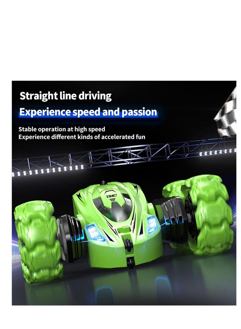 Rightsure Remote Control Car Stunt Car Toy Gesture Sensing Remote Control Stunt Car, 360 Degree Flip Double-Sided Rotating Roller, 2.4GHz Off-Road Remote Control Car Toy is a Gift for Kids (Green) - Image 2