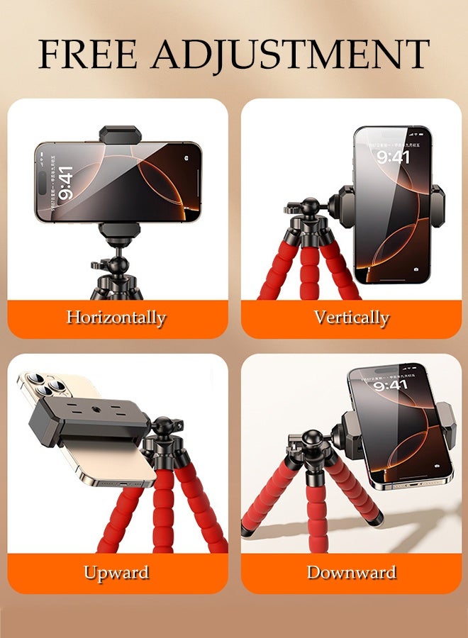 DUNISO Flexible Mini Tripod Holder Tabletop Travel Portable and Flexible Phone Stand Holder with Clip, and Bluetooth Remote Control Portable Octopus Camera Gorrila Pod Bendy Legs Grip for Phones - Image 2