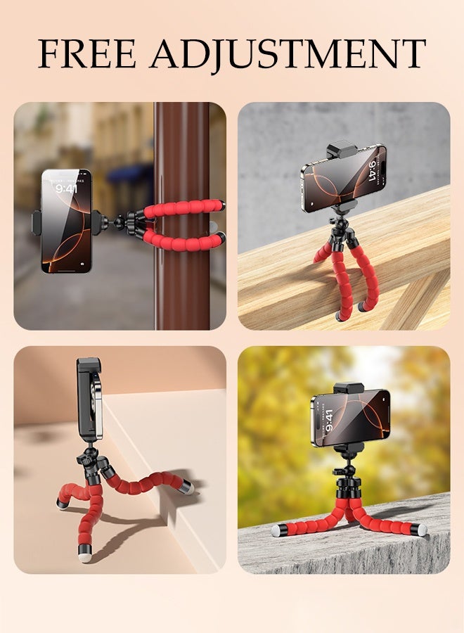 DUNISO Flexible Mini Tripod Holder Tabletop Travel Portable and Flexible Phone Stand Holder with Clip, and Bluetooth Remote Control Portable Octopus Camera Gorrila Pod Bendy Legs Grip for Phones - Image 3