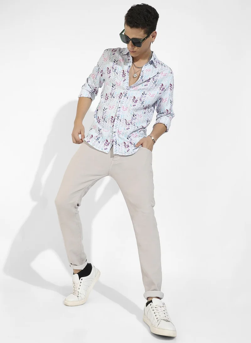 Campus Sutra Men's Multicolour Abstract Print Regular Fit Shirt