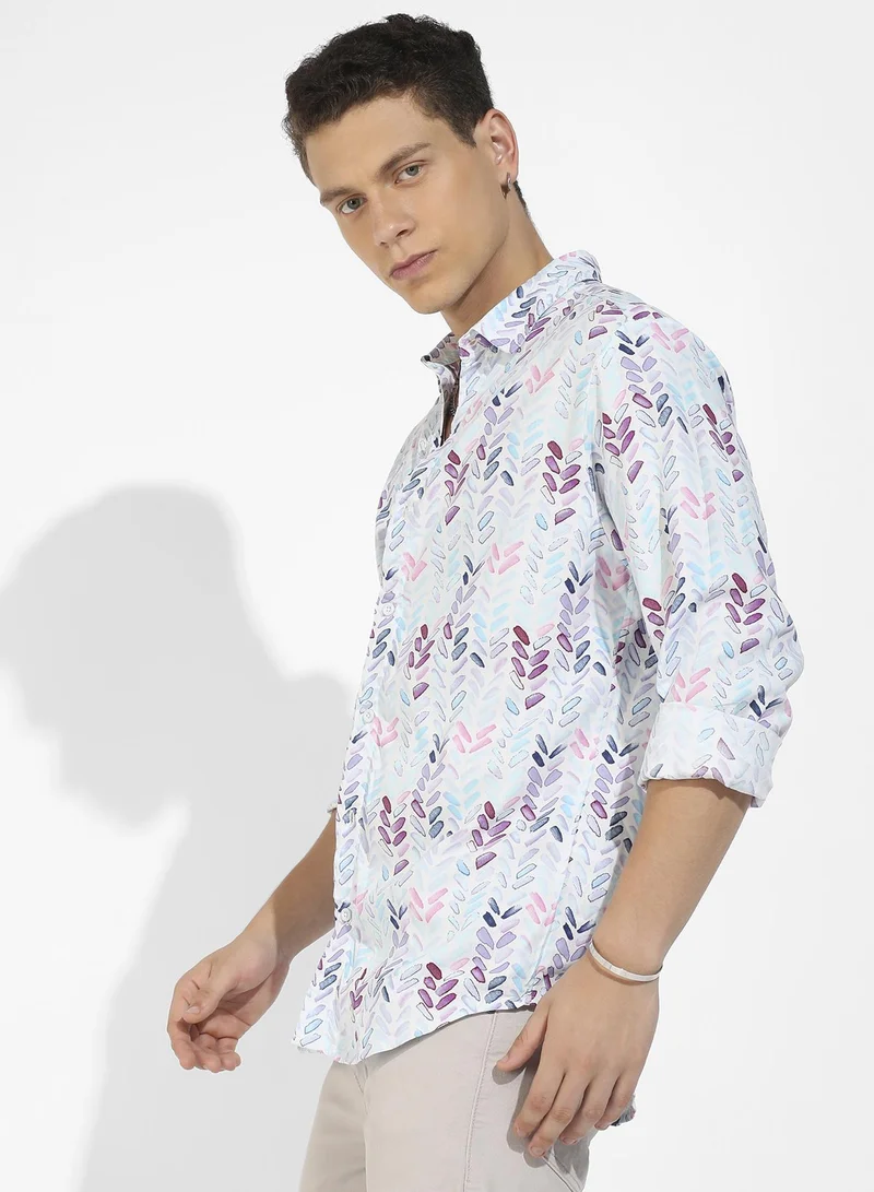 Campus Sutra Men's Multicolour Abstract Print Regular Fit Shirt
