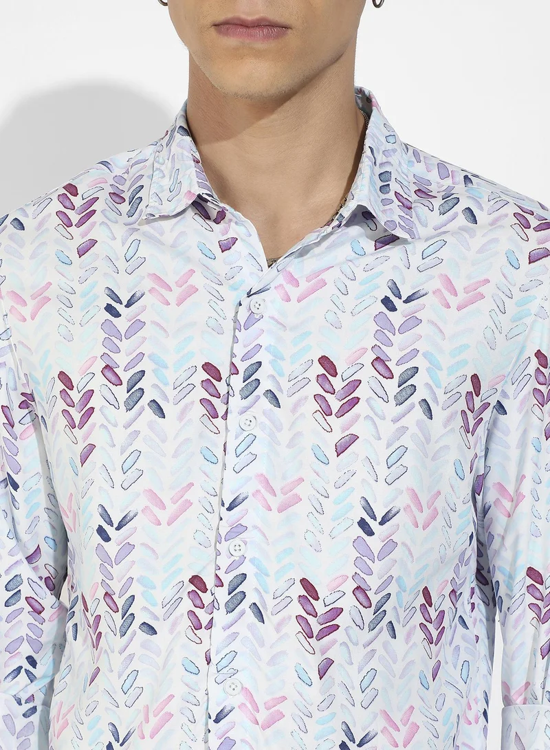Campus Sutra Men's Multicolour Abstract Print Regular Fit Shirt