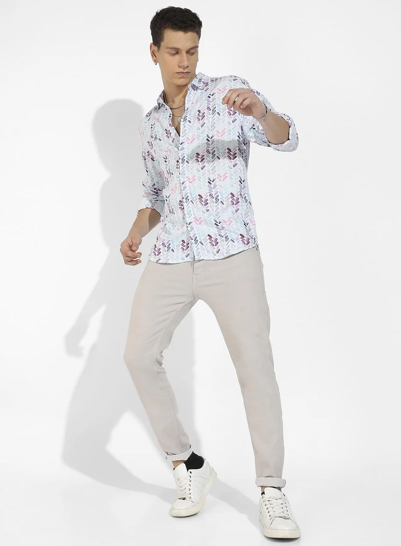 Campus Sutra Men's Multicolour Abstract Print Regular Fit Shirt