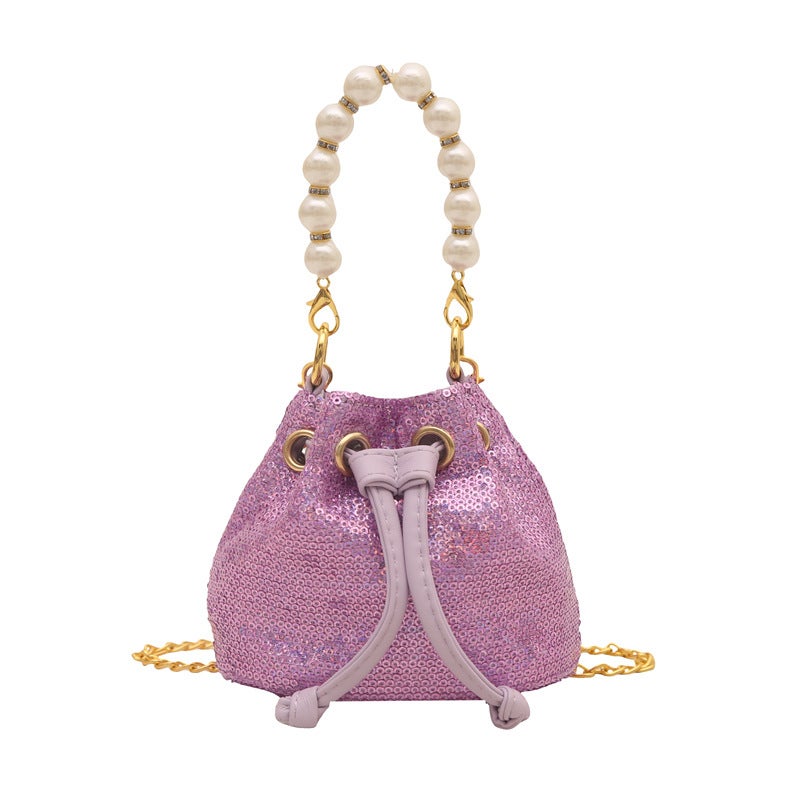 Korean Style Small Bag Women'S Bag 2025 Fashion Summer Pearl Satchel Bucket Bag High-End Sequin Casual Crossbody Bag - Image 1