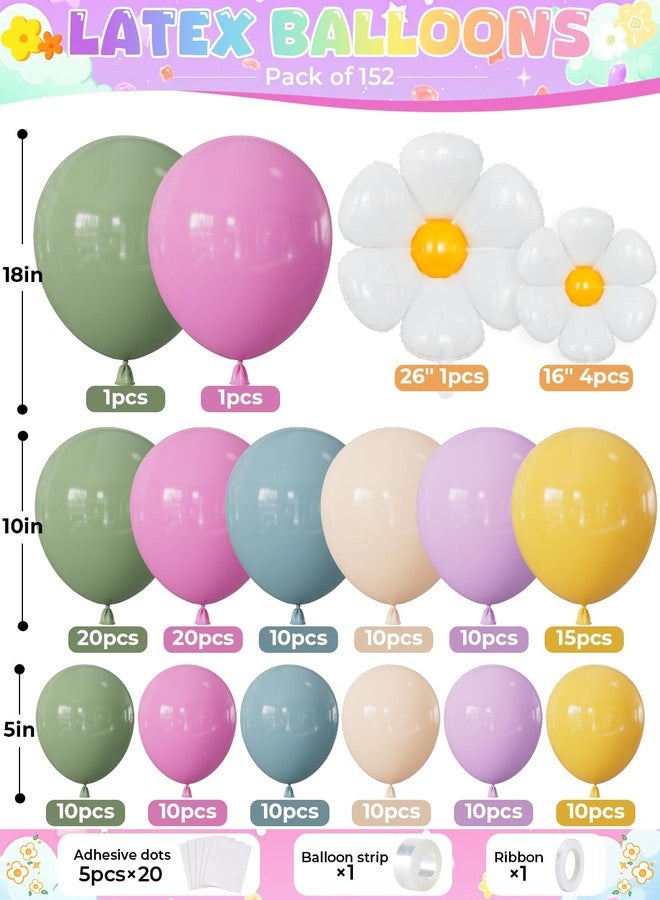 Haolongfa Daisy Balloon Arch Garland Kit, 152 Pcs Pastel WildFlower Balloons Arch Kit in Pink, Green, Purple, Blue, Yellow and Beige for Baby Shower, Spring Daisy Theme Birthday Decorations - Image 2