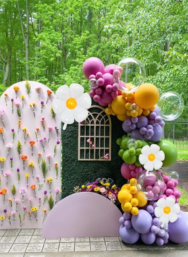 Haolongfa Daisy Balloon Arch Garland Kit, 152 Pcs Pastel WildFlower Balloons Arch Kit in Pink, Green, Purple, Blue, Yellow and Beige for Baby Shower, Spring Daisy Theme Birthday Decorations - Image 3