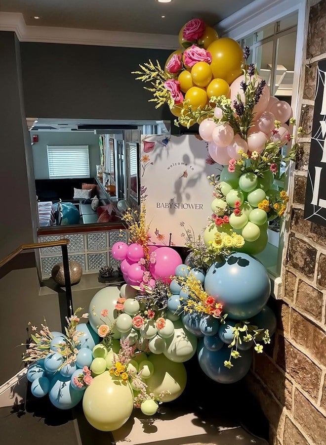 Haolongfa Daisy Balloon Arch Garland Kit, 152 Pcs Pastel WildFlower Balloons Arch Kit in Pink, Green, Purple, Blue, Yellow and Beige for Baby Shower, Spring Daisy Theme Birthday Decorations - Image 4