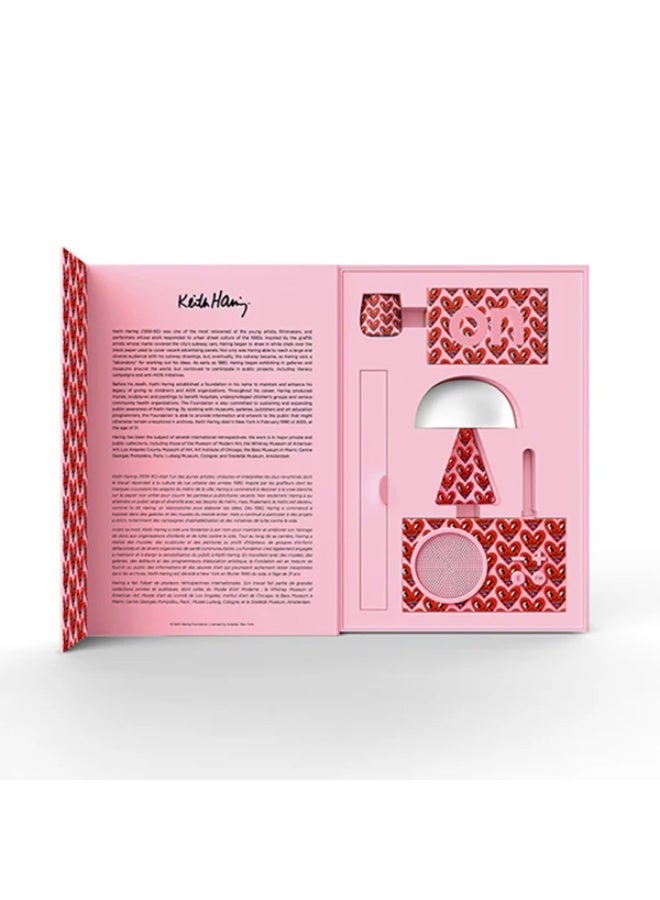 LEXON Gift Set X Keith Haring - Heart (Mino+ Speaker, Mina M LED Lamp, Flip+ Alarm Clock, & Tykho 3 Fm Radio & Speaker) - Image 4