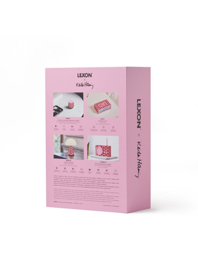 LEXON Gift Set X Keith Haring - Heart (Mino+ Speaker, Mina M LED Lamp, Flip+ Alarm Clock, & Tykho 3 Fm Radio & Speaker) - Image 3