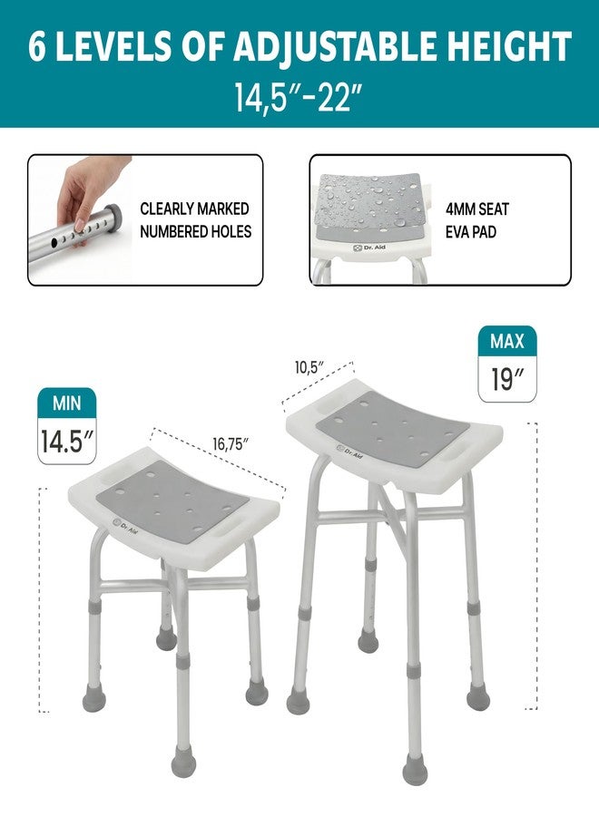 Dr. Aid Shower Chair for Inside Shower - 400 lbs, 5-Height Adjustable Bathroom Stool for Adults, Seniors & Disabled - 3-Minute Tool-Free Assembly, Anti-Slip Bath Bench for Tub & Small Showers - Image 5