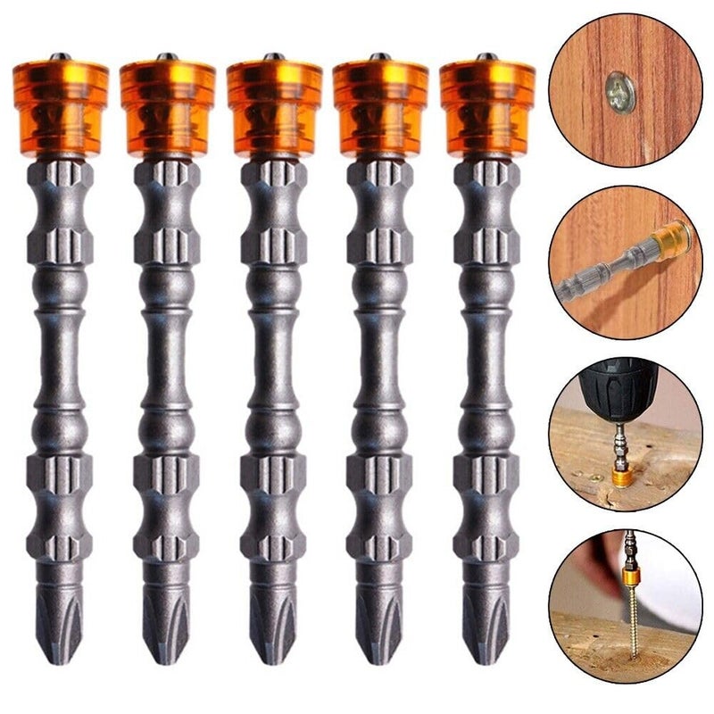 5pcs 65mm Long PH2 Double-head Cross Screwdriver Bits with Magnetic Ring - Image 2