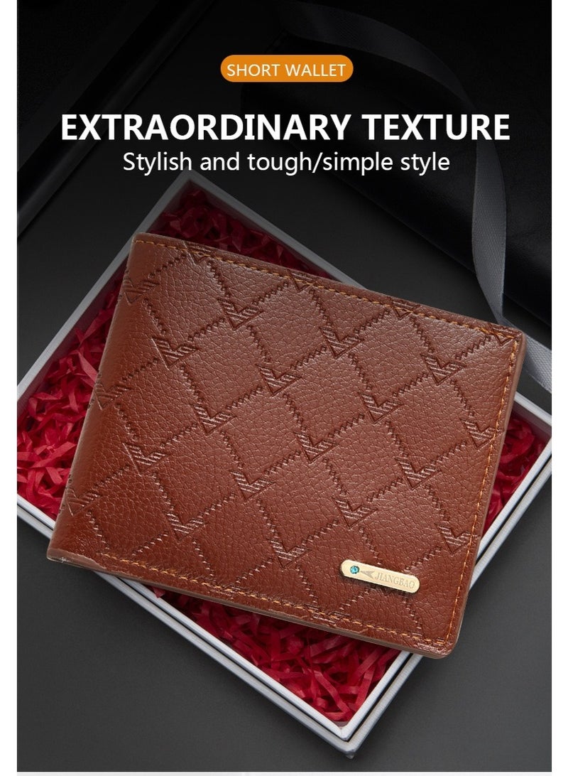 جيانغ بي أو محفظة قصيرة جديدة من جلد البولي يوريثان للرجال - محفظة عملات معدنية مدمجة وحامل بطاقة ، محفظة ثنائية الطي متعددة الوظائف للاستخدام اليومي والبيع بالجملة عبر الحدود - Image 3