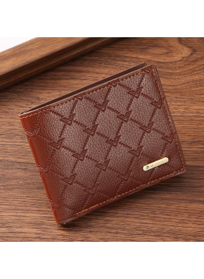 جيانغ بي أو محفظة قصيرة جديدة من جلد البولي يوريثان للرجال - محفظة عملات معدنية مدمجة وحامل بطاقة ، محفظة ثنائية الطي متعددة الوظائف للاستخدام اليومي والبيع بالجملة عبر الحدود - Image 1