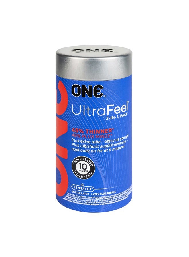 ONE Condoms UltraFeel | Latex Condoms, Condom and Lubricant Combo Pack, 10 Pack - Image 1