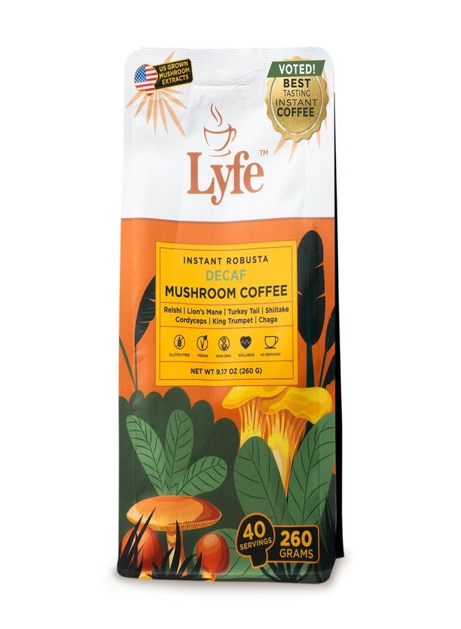 ليف قهوة لايف العضوية سريعة التحضير منزوعة الكافيين بنكهة الفطر، 40 حصة - فطر عرف الأسد، فطر تشاغا، فطر الكورديسيبس، وفطر ذيل الديك الرومي | مزيج مُكيف للطاقة والتركيز والصحة العامة | قهوة طبيعية غنية بالعناصر الغذائية لتعزيز الحيوية اليومية - Image 1