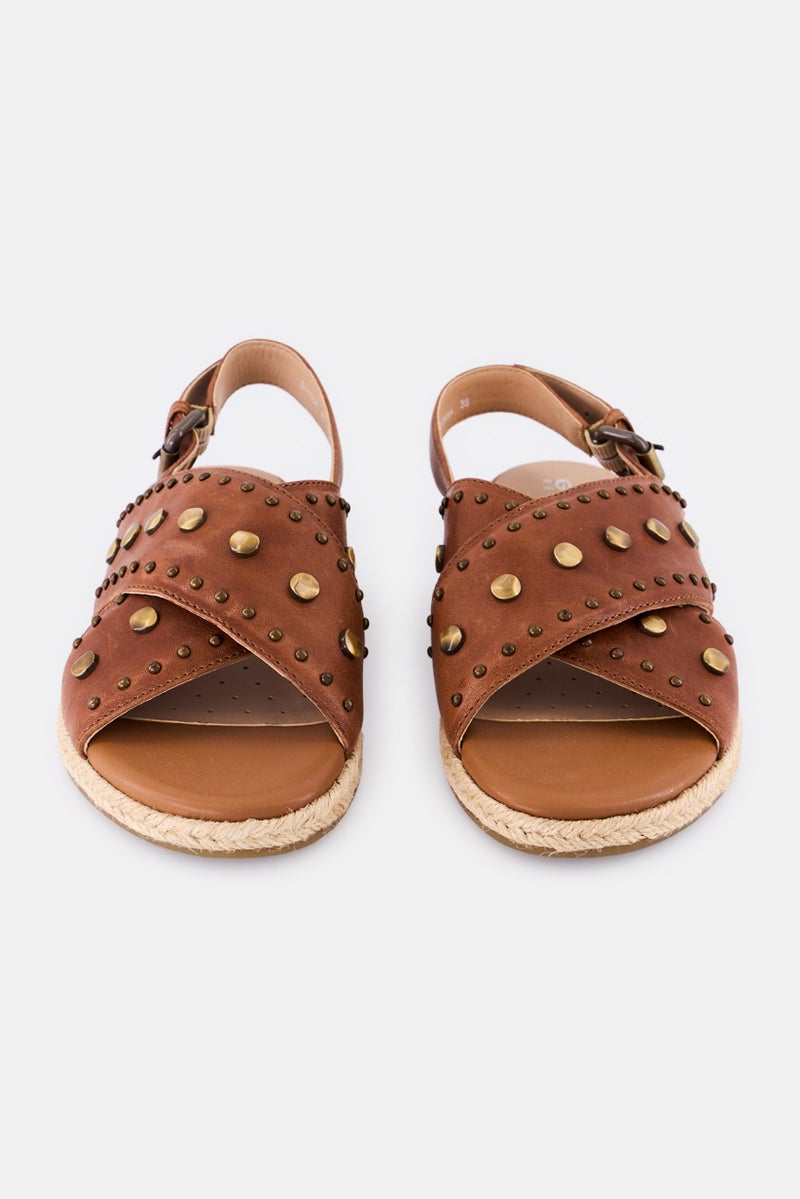 GEOX صندل نسائي D كولين قابل للتعديل مع مشبك، بني - Image 4