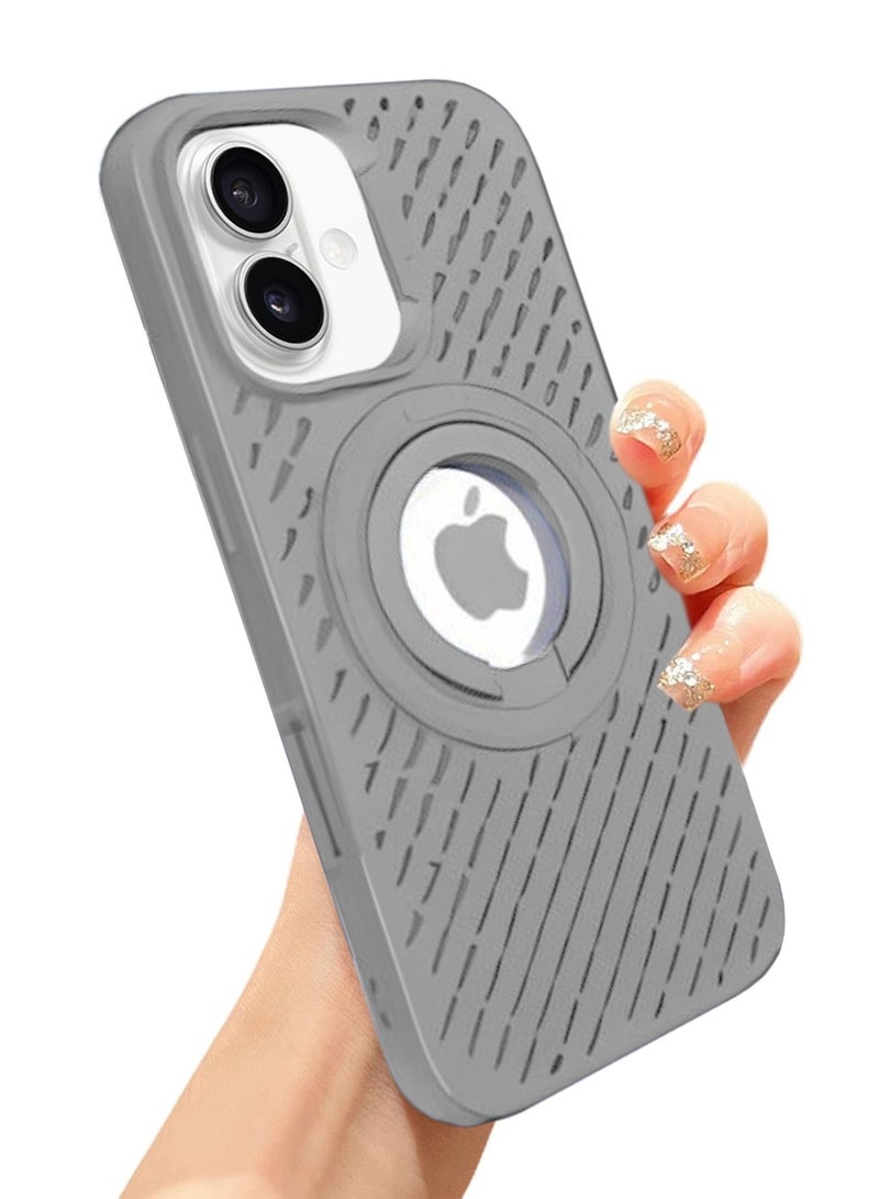 Wtech Apple iPhone 16 Plus 2024 Premium Silicone Magsafe with Ring Finger Grip Case Cover - Grey - Image 4