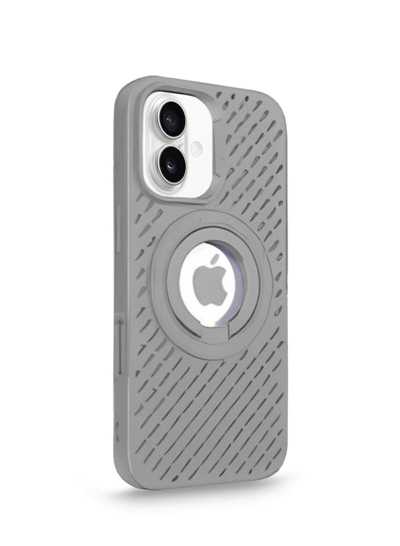Wtech Apple iPhone 16 Plus 2024 Premium Silicone Magsafe with Ring Finger Grip Case Cover - Grey - Image 2
