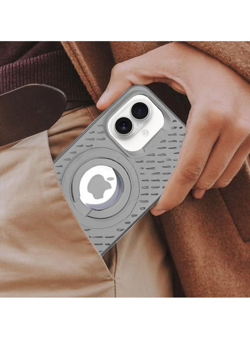 Wtech Apple iPhone 16 Plus 2024 Premium Silicone Magsafe with Ring Finger Grip Case Cover - Grey - Image 3