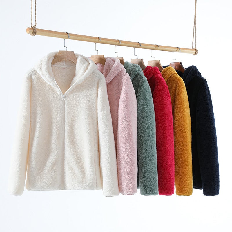 New Fleece Clothing Couple Outdoor Hooded Fleece Clothing Men'S And Women'S Long Hair Coral Fleece Warm Yao Velvet Jacket - Image 2