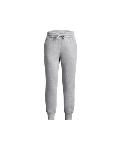 Under Armour Girls Rival Fleece Joggers, (012) Mod Gray Light Heather / / White, Small - Image 1