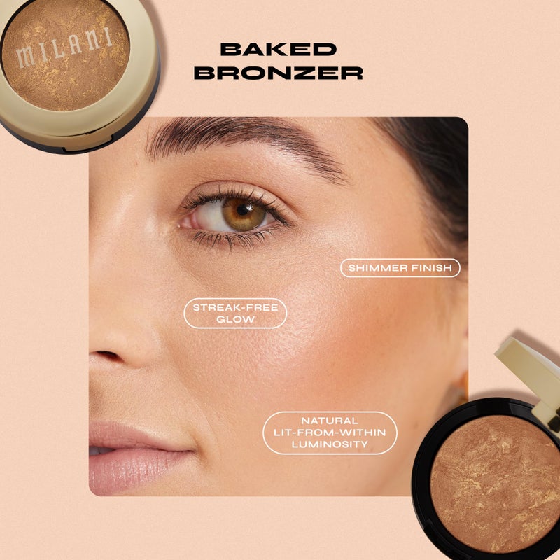 Milani Bronzer Powder - Baked Bronzer Made in Italy, Bronzing Shimmer Highlighter Makeup for Contour -Soleil - Image 3