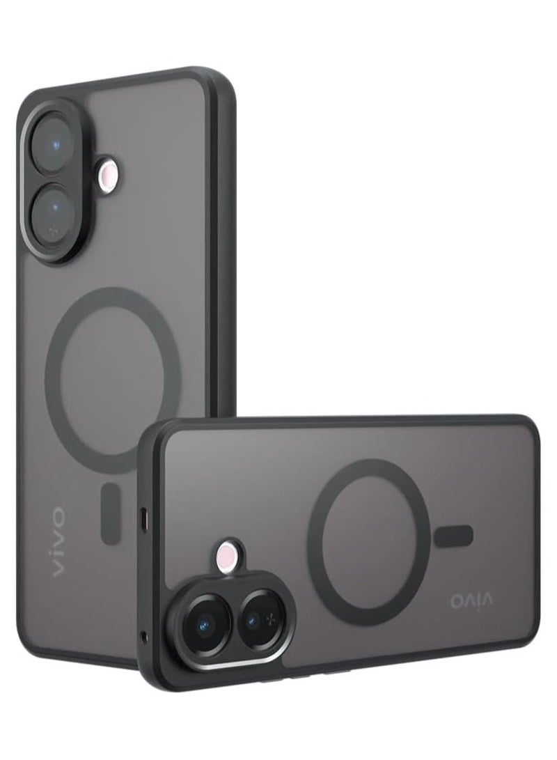 عام **غطاء مغناطيسي أسود مات شبه شفاف للفيفو V60 لايت - مضاد للاصفرار مع تقنية إيرباغ من مزيج PC+TPU للحماية من الصدمات** - Image 1