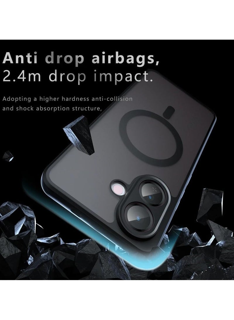 عام **غطاء مغناطيسي أسود مات شبه شفاف للفيفو V60 لايت - مضاد للاصفرار مع تقنية إيرباغ من مزيج PC+TPU للحماية من الصدمات** - Image 5