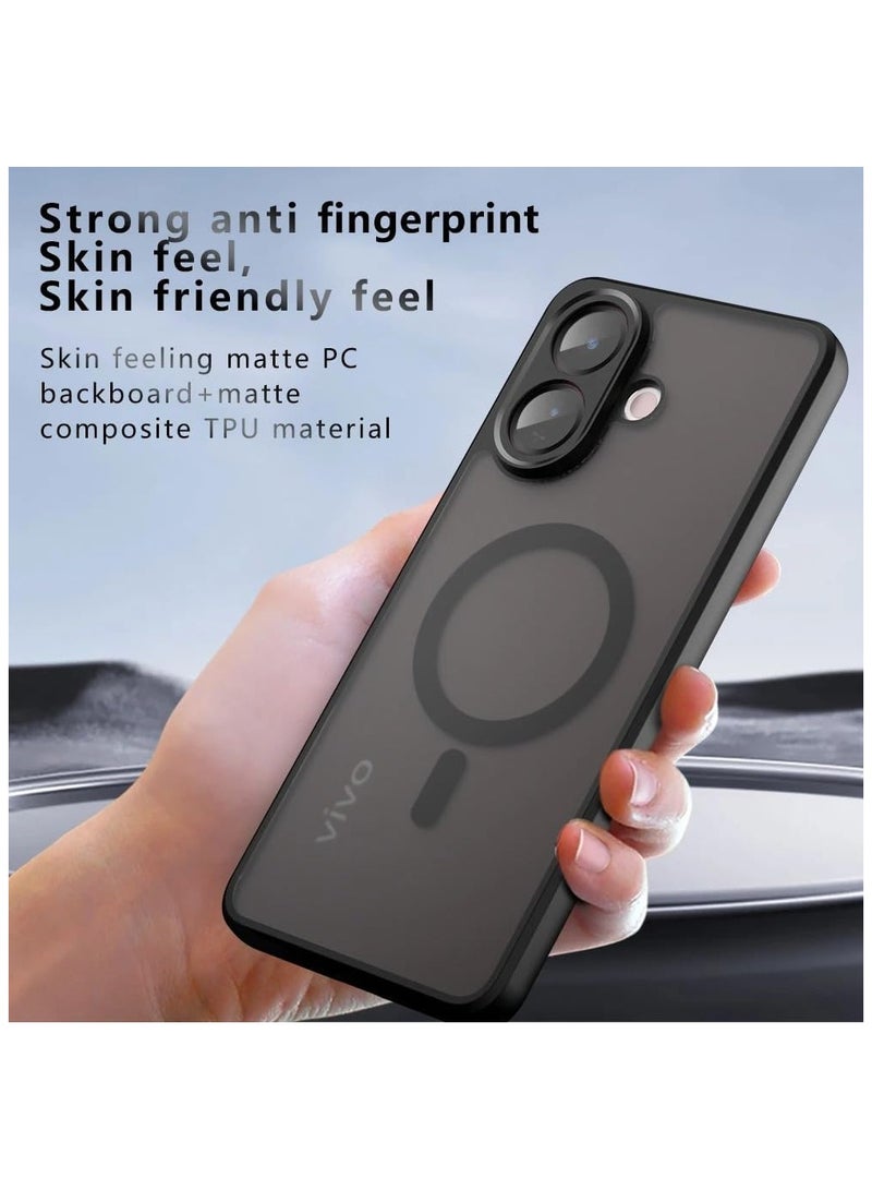 عام **غطاء مغناطيسي أسود مات شبه شفاف للفيفو V60 لايت - مضاد للاصفرار مع تقنية إيرباغ من مزيج PC+TPU للحماية من الصدمات** - Image 4