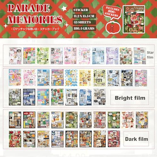 OFIFO® 45-Sheet Japanese Sticker Book with 800+ Kawaii Manga Stickers, Retro Aesthetic Scrapbook and Journal Stickers for Crafts, DIY Journaling and Decoration(#B) - Image 3