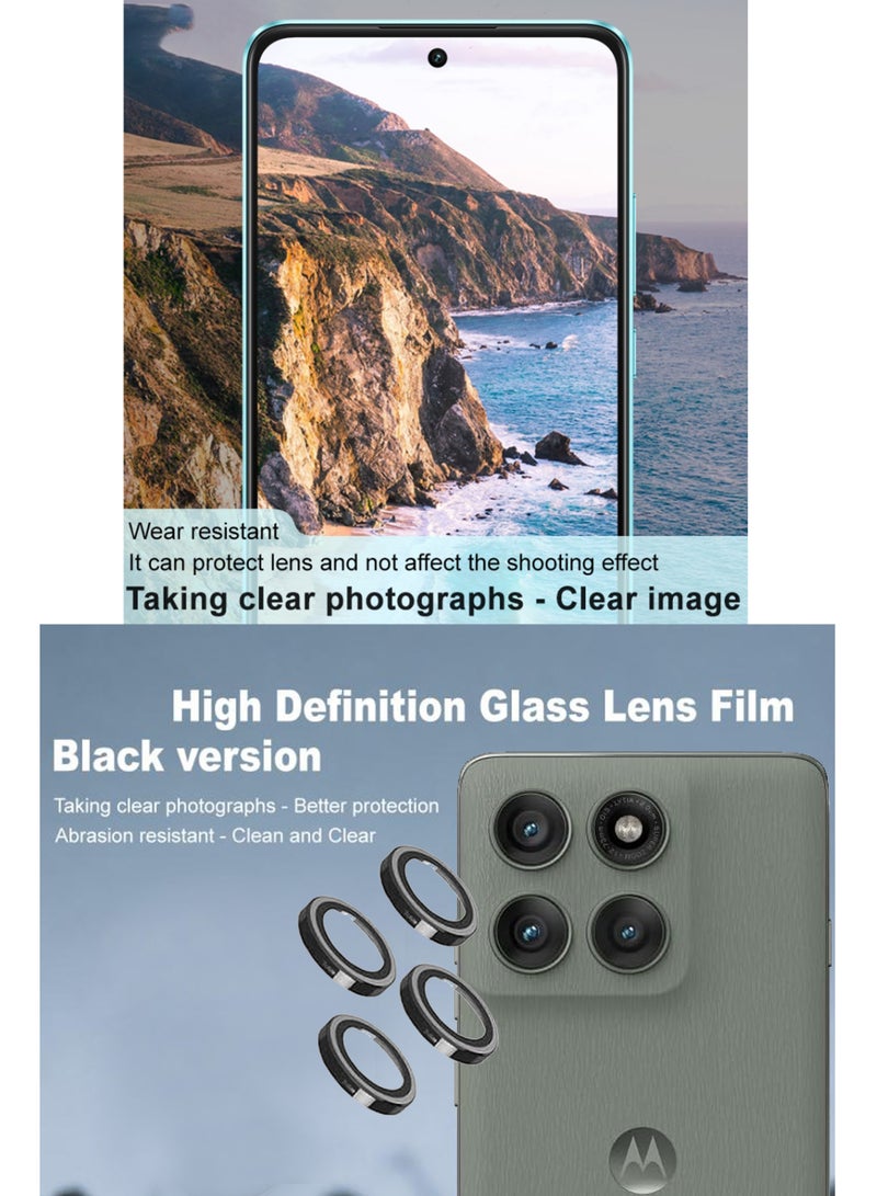 For Motorola Edge 60 Pro Back Camera Lens Glass Protector / Lens Shield / Scratch-Resistant Camera Glass Protector - Black - Image 3