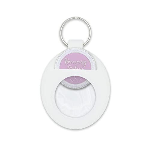 The Token Shop AA Coin Holder Keychain | Displays Both Sides of Sobriety Chips, Medallions, Recovery Coins, and Tokens | Also Fits Apple Airtag | Waterproof Scratchproof Soft Silicone Key Ring (White) - Image 5