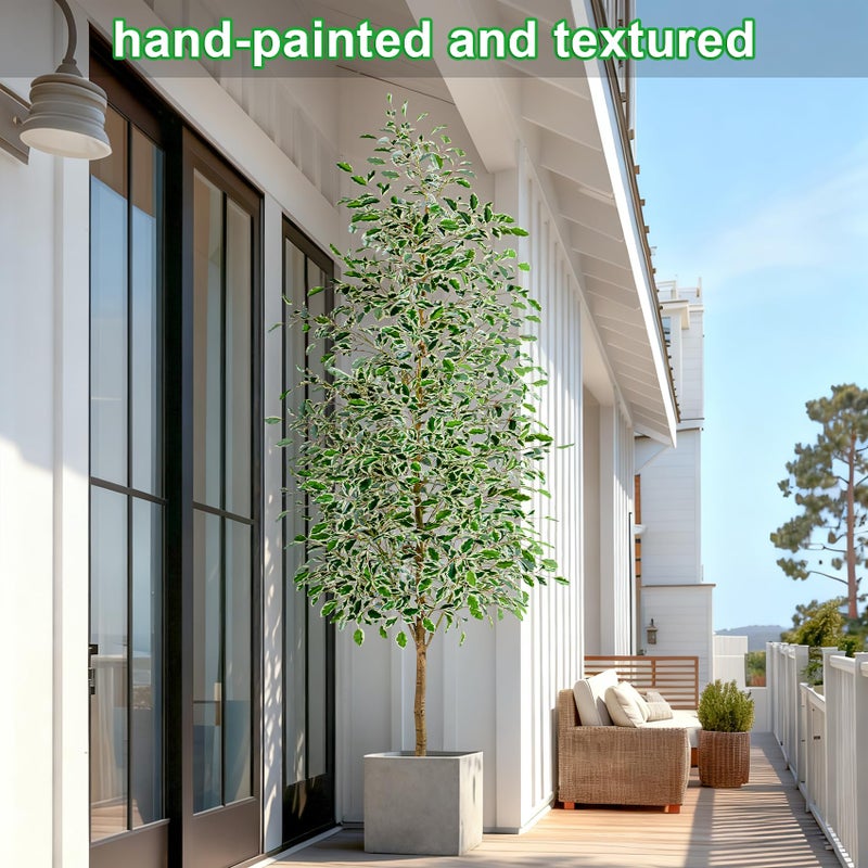 Bailikang 8FT Artificial Ficus Trees Indoor Faux Trees Indoor Fake Floor Plants Tall Artificial Tree with White Pot Faux Tree Fake Indoor Tree Silk Plants Artificial Trees for Home Decor Indoor - Image 2