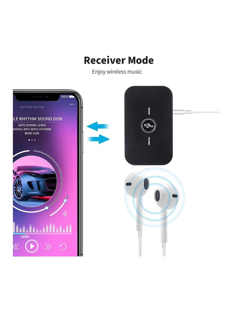 Excefore - Bluetooth 5.0 Transmitter Receiver, 2-in-1 Wireless Portable Stereo Audio Adapter with Noise Reduction, 3.5mm AUX RCA Adapter for TV, PC, Headphones, Car, Home Stereo System - Image 1