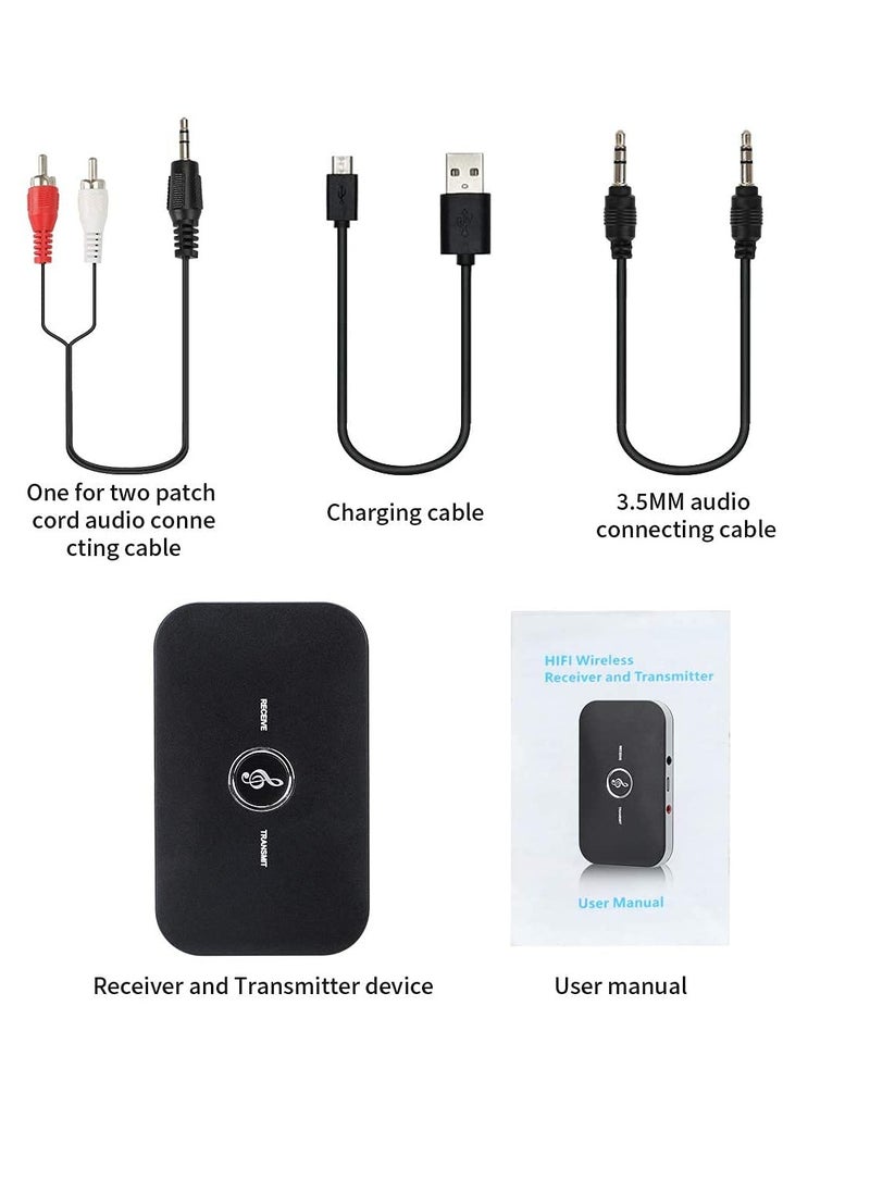 Excefore - Bluetooth 5.0 Transmitter Receiver, 2-in-1 Wireless Portable Stereo Audio Adapter with Noise Reduction, 3.5mm AUX RCA Adapter for TV, PC, Headphones, Car, Home Stereo System - Image 1