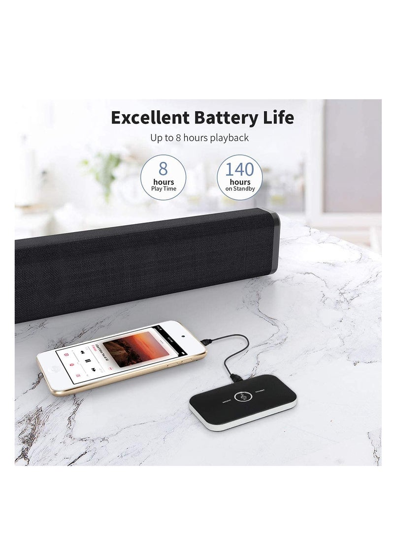 Excefore - Bluetooth 5.0 Transmitter Receiver, 2-in-1 Wireless Portable Stereo Audio Adapter with Noise Reduction, 3.5mm AUX RCA Adapter for TV, PC, Headphones, Car, Home Stereo System - Image 1