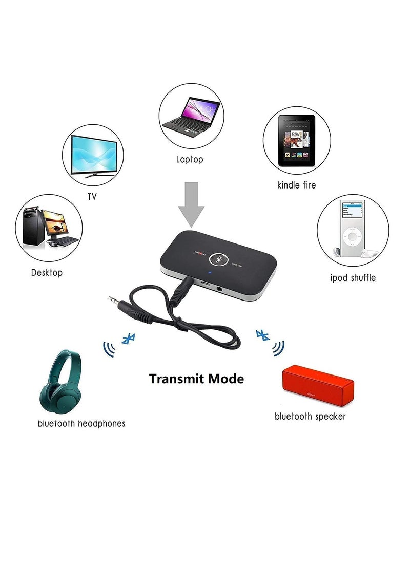 Excefore - Bluetooth 5.0 Transmitter Receiver, 2-in-1 Wireless Portable Stereo Audio Adapter with Noise Reduction, 3.5mm AUX RCA Adapter for TV, PC, Headphones, Car, Home Stereo System - Image 1