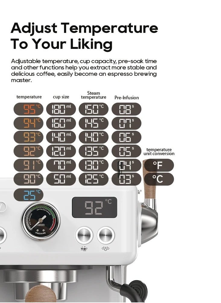 HiBREW - HiBREW H10plus Semi Automatic Espresso Coffee Machine DIY Function 20Bar Pressuer Temperature Adjustable For Cappuccino & Latte H10plus - Image 1