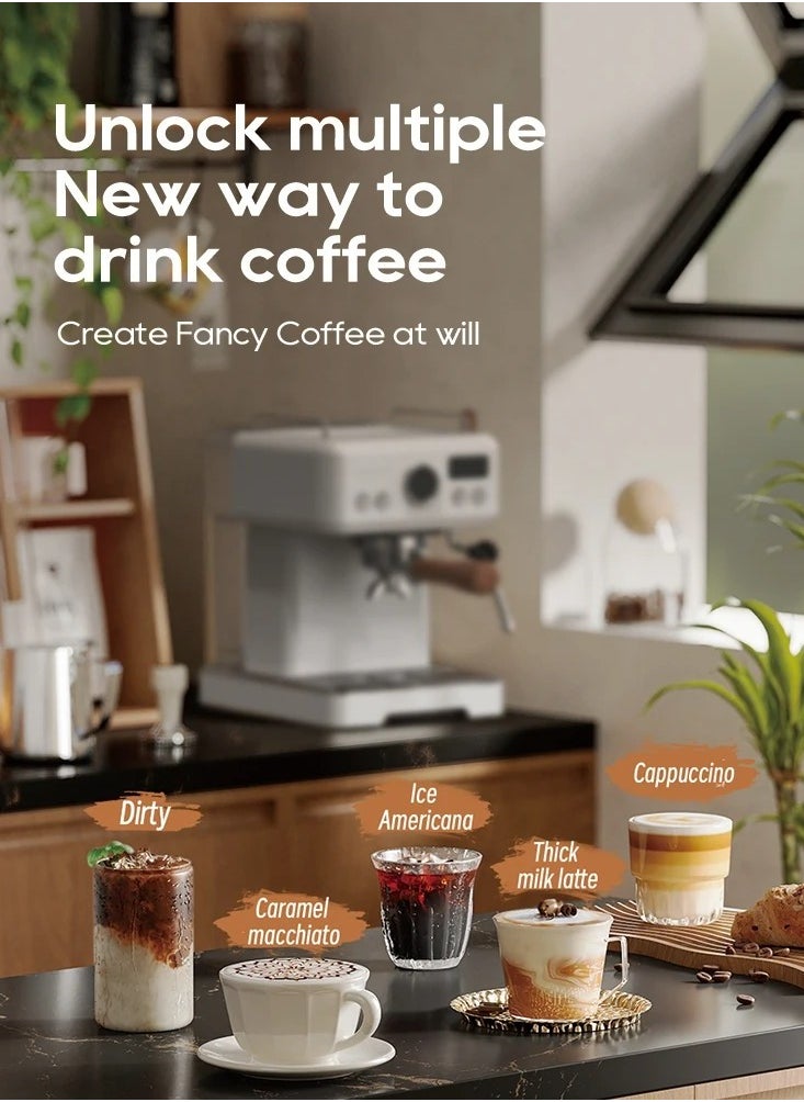 HiBREW - HiBREW H10plus Semi Automatic Espresso Coffee Machine DIY Function 20Bar Pressuer Temperature Adjustable For Cappuccino & Latte H10plus - Image 1