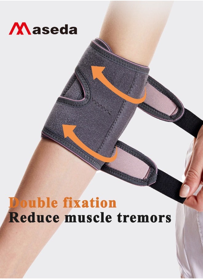 Maseda - 1-Piece Elbow Brace, Adjustable Elbow Support with Dual-Spring Stabilizer, Elbow Strap for Golfers Elbow, Tennis Elbow, Arthritis, Tendonitis, Sports Injury Pain Relief, Arm Wrap Elbow Strap for Men and Women, Pink/Grey - Image 1