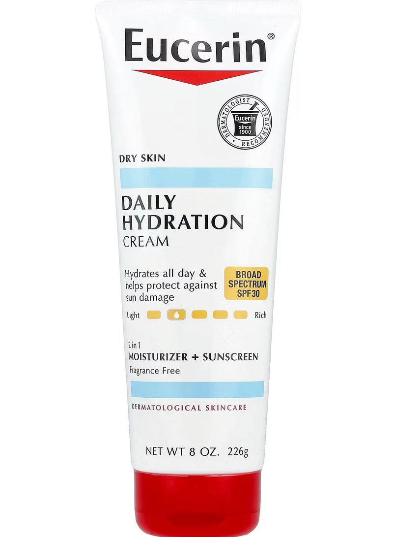 Eucerin Daily Hydration Cream, SPF 30, Fragrance Free, 8 oz - Image 1