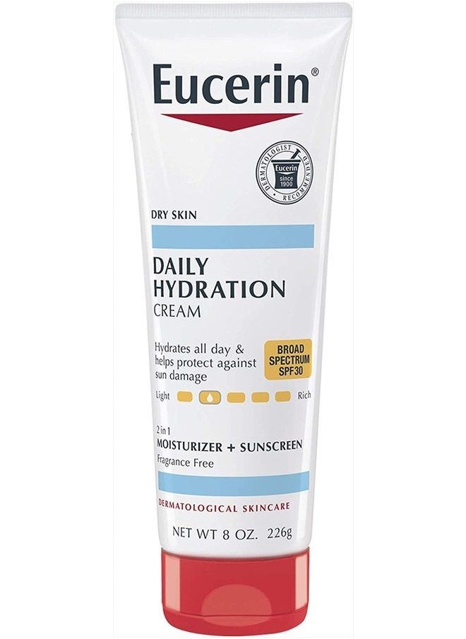 Eucerin - Daily Hydration Broad Spectrum SPF 30 Sunscreen Body Cream for Dry Skin, 8 Oz Tube - Image 1