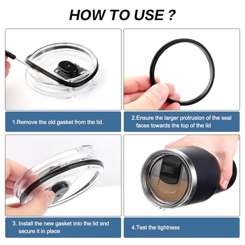 Joshey Rubber Seal Replacement Gaskets for Yeti Rambler 20 oz Tumbler - Leak-Proof Seal & O Ring Replacement Parts for Yeti 25 oz Straw Mug Lid, 6 Packs - Image 3